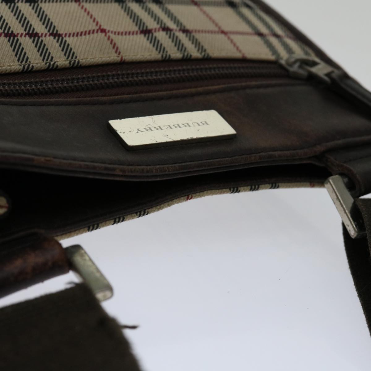 BURBERRY Nova Check Shoulder Bag Canvas Beige Brown Auth yk11382