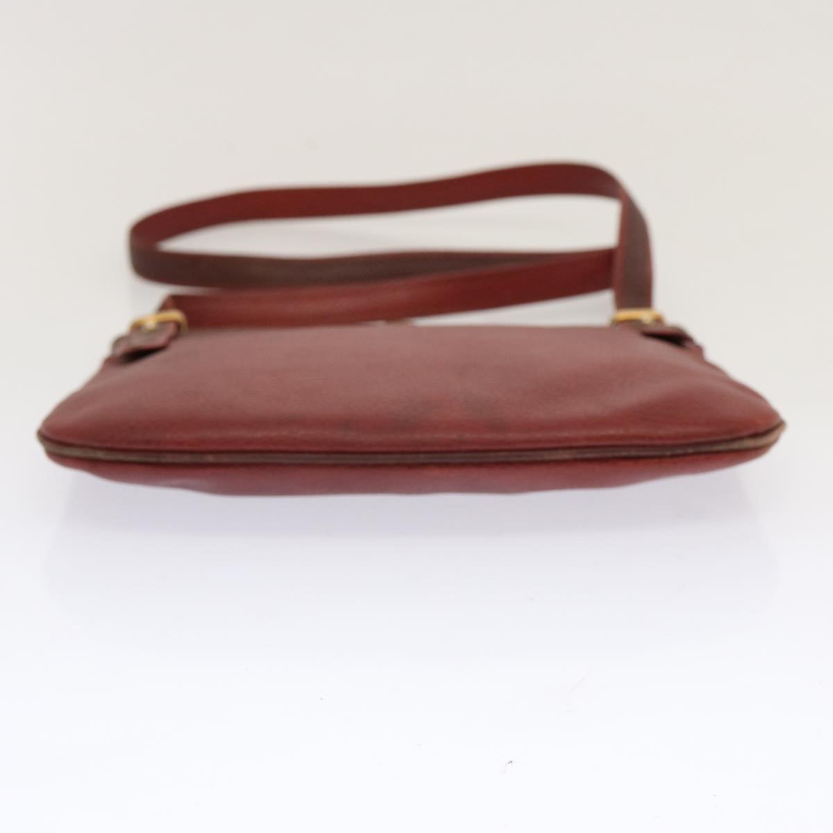 CARTIER Shoulder Bag Leather Red Auth yk11388