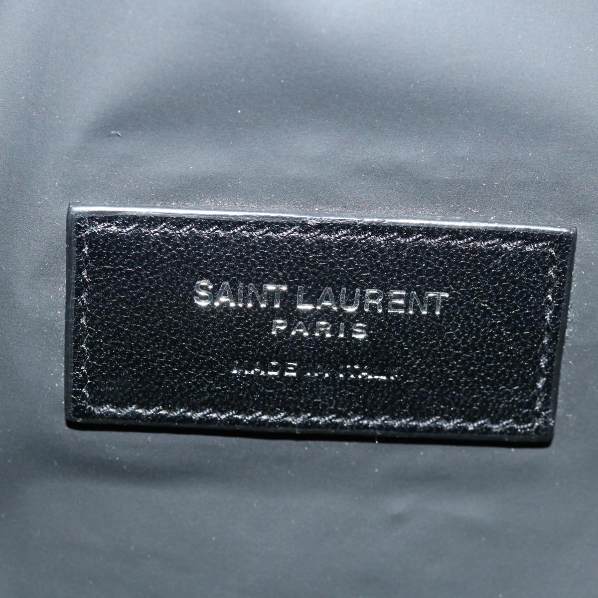 SAINT LAURENT Clutch Bag Leather Silver Auth yk11389
