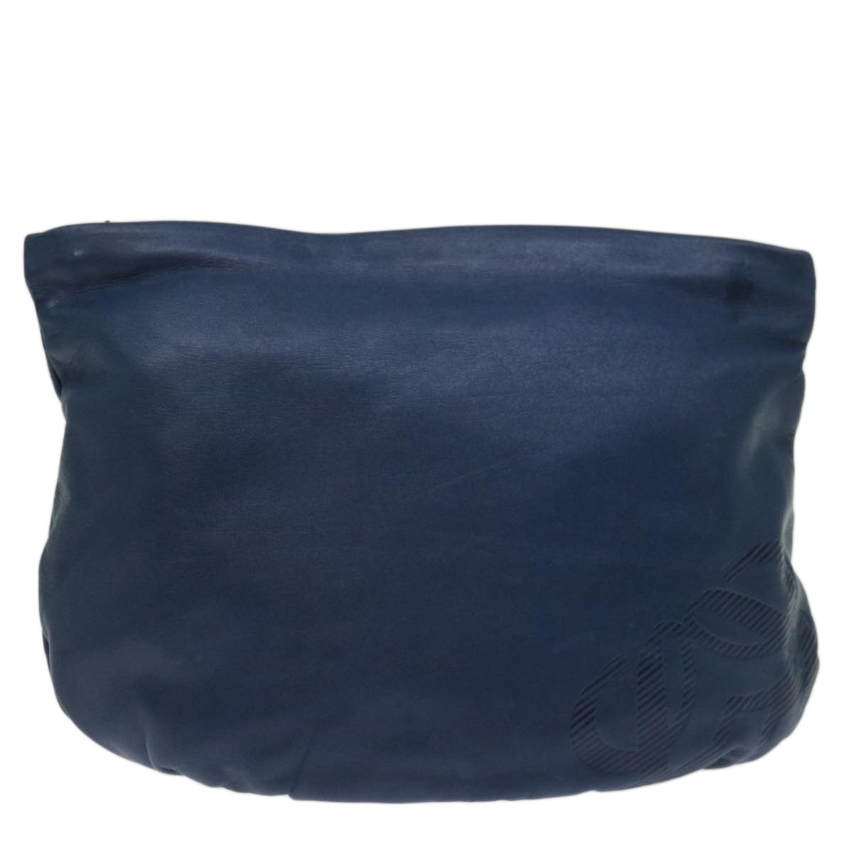 LOEWE Anagram Clutch Bag Leather Navy Auth yk11390