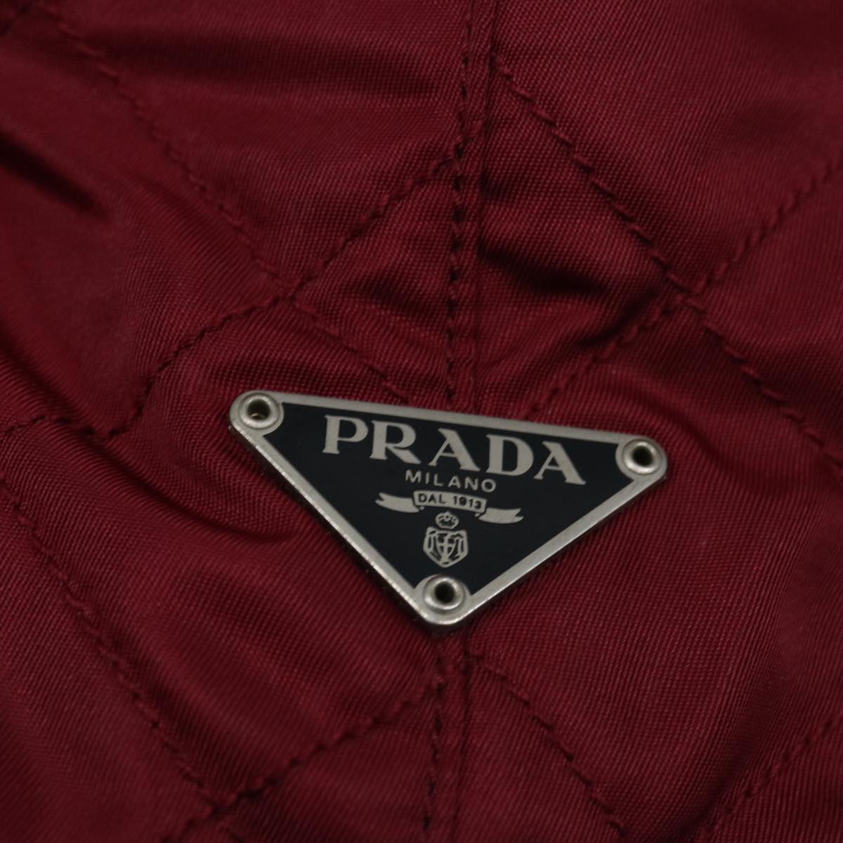 PRADA Quilted Shoulder Bag Nylon Red Auth yk11392