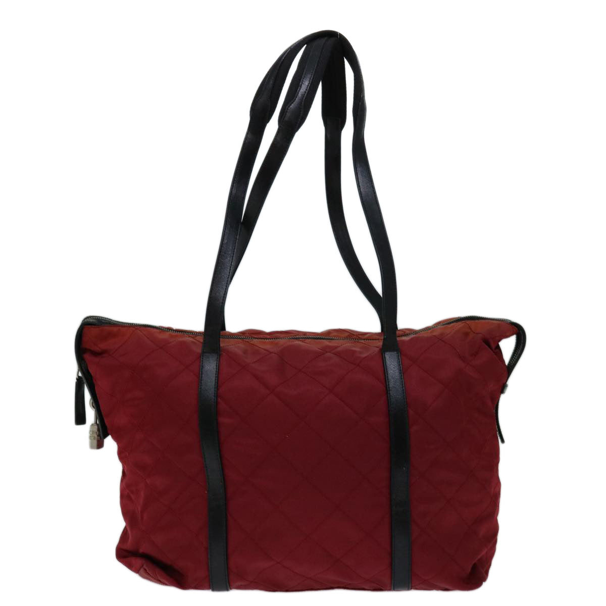 PRADA Quilted Shoulder Bag Nylon Red Auth yk11392