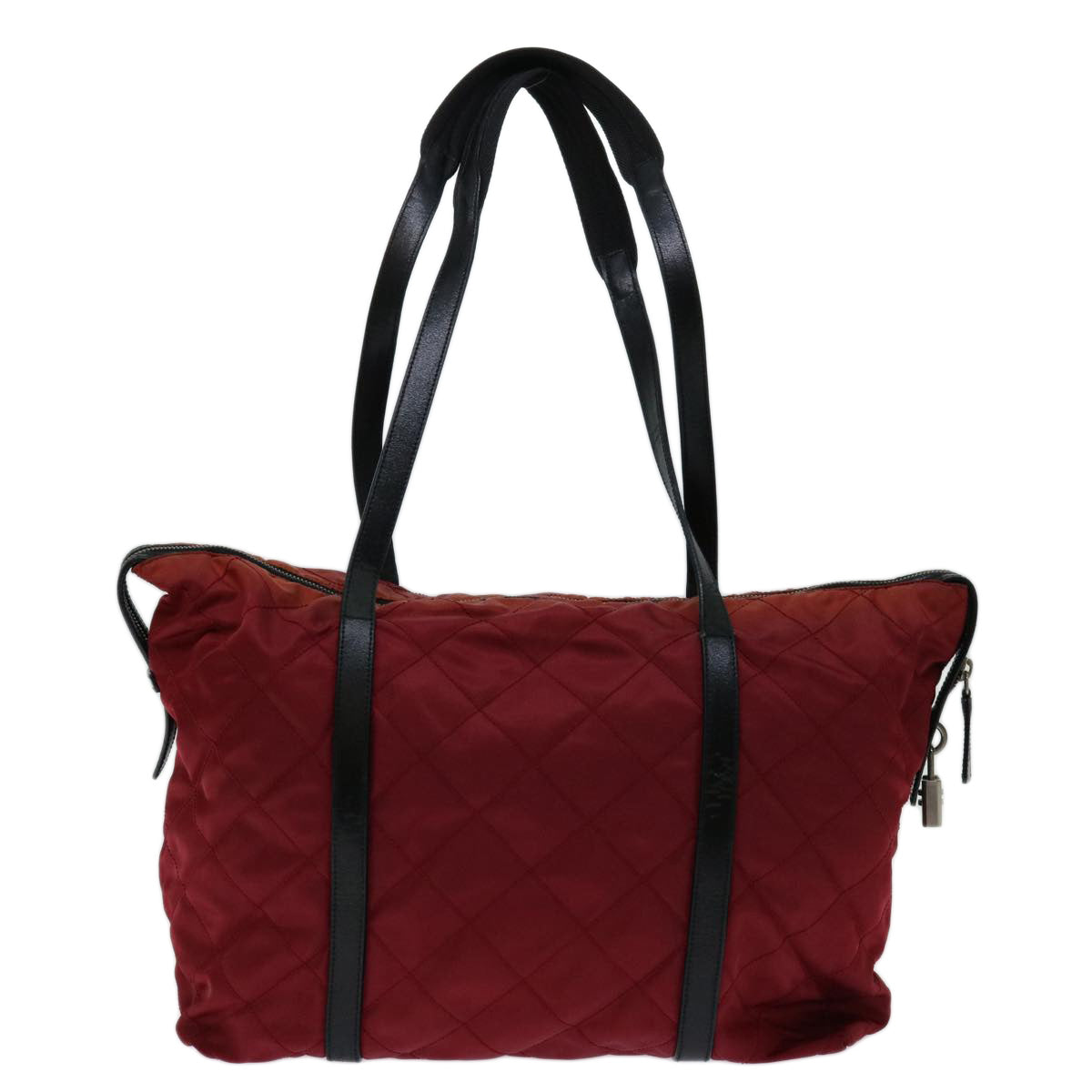 PRADA Quilted Shoulder Bag Nylon Red Auth yk11392 - 0