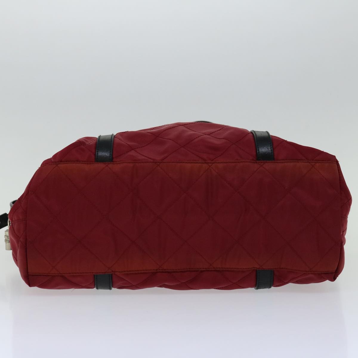 PRADA Quilted Shoulder Bag Nylon Red Auth yk11392