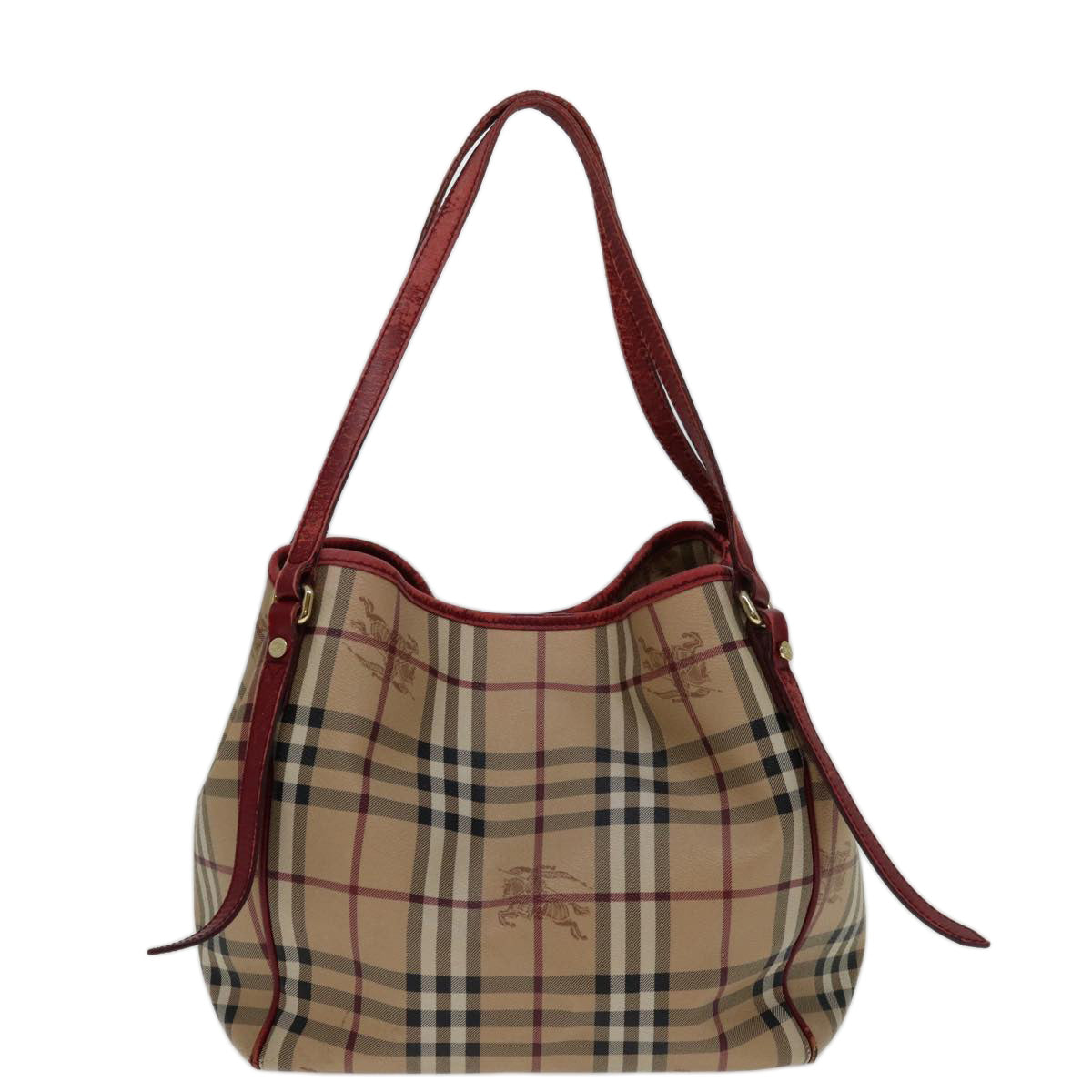 BURBERRY Nova Check Tote Bag PVC Beige Red Auth yk11393 - 0