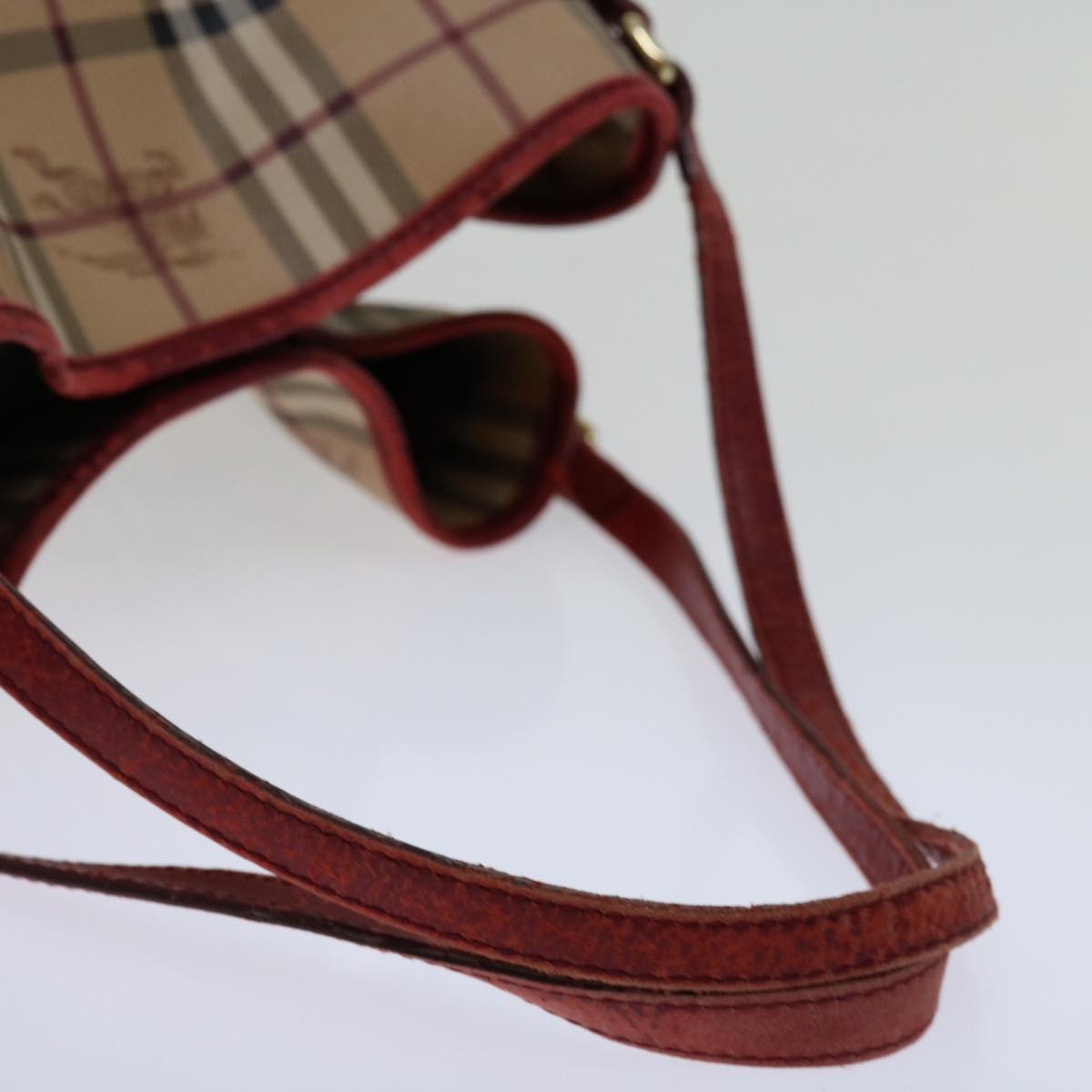 BURBERRY Nova Check Tote Bag PVC Beige Red Auth yk11393