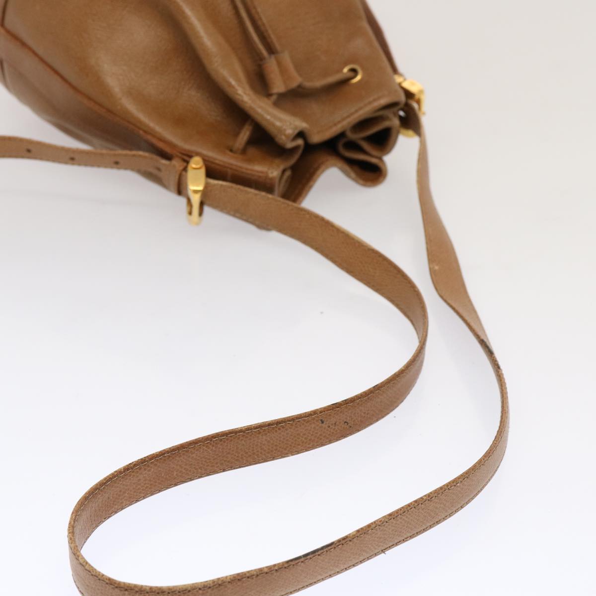 LOEWE Anagram Shoulder Bag Leather Brown Auth yk11412