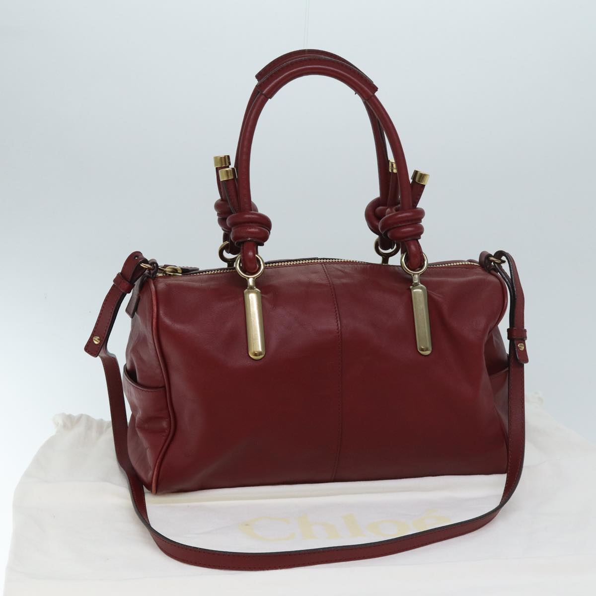 Chloe Hand Bag Leather 2way Red Auth yk11417
