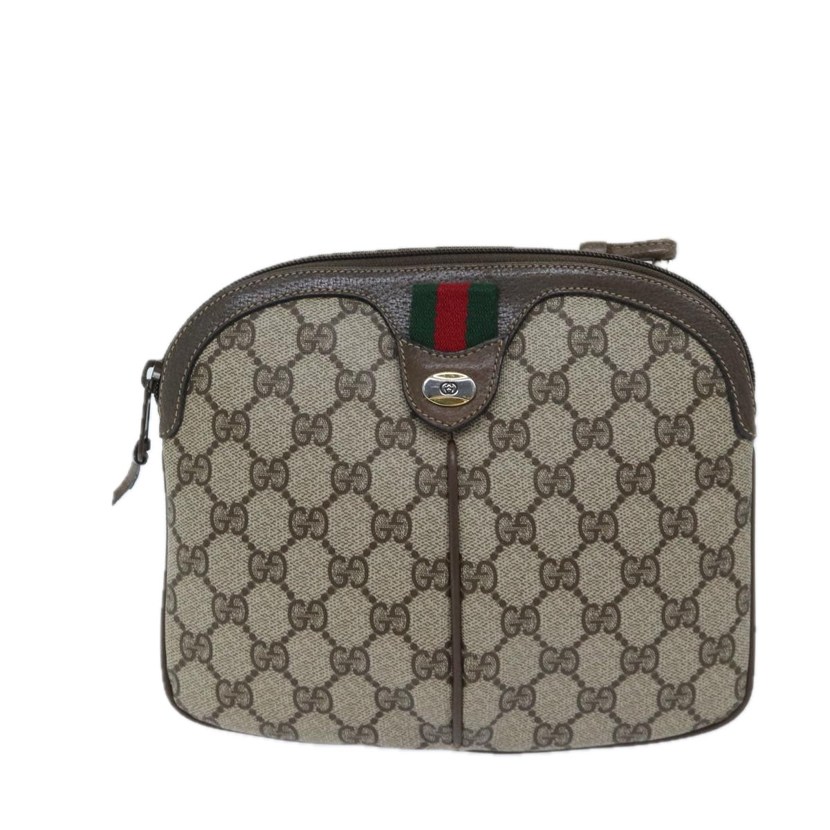 GUCCI GG Supreme Web Sherry Line Shoulder Bag PVC Beige 904 02 047 Auth yk11423