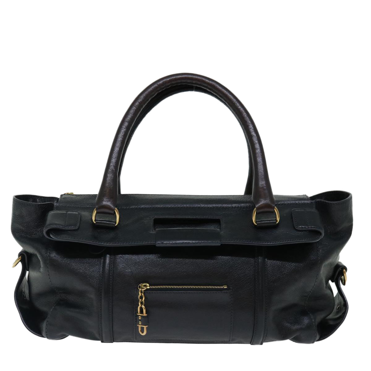 Chloe Hand Bag Leather Black Auth yk11425