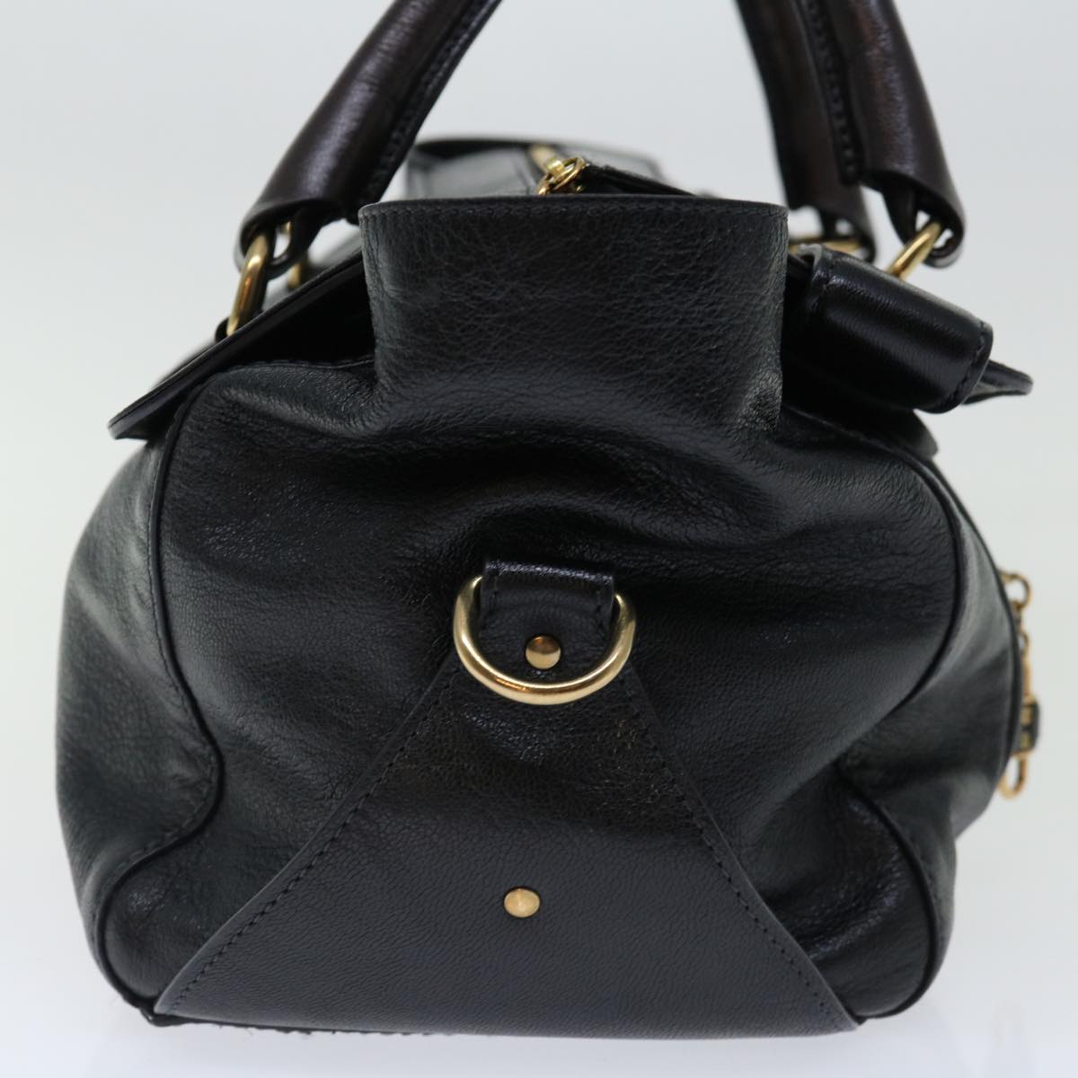 Chloe Hand Bag Leather Black Auth yk11425