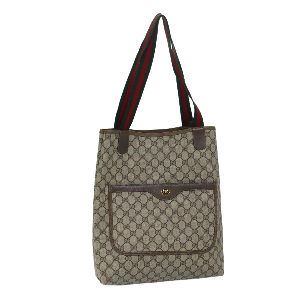 GUCCI GG Supreme Web Sherry Line Tote Bag Beige Red Green 39 02 003 Auth yk11426