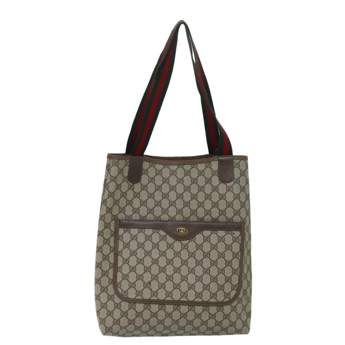 GUCCI GG Supreme Web Sherry Line Tote Bag Beige Red Green 39 02 003 Auth yk11426 - 0