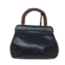 GUCCI Ready Lock Hand Bag Leather Navy 000 406 0190 Auth yk11435-2