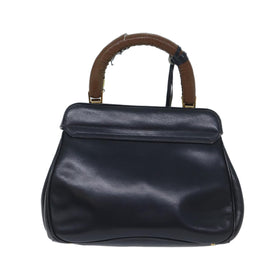 GUCCI Ready Lock Hand Bag Leather Navy 000 406 0190 Auth yk11435 - 0
