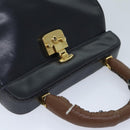 GUCCI Ready Lock Hand Bag Leather Navy 000 406 0190 Auth yk11435-6