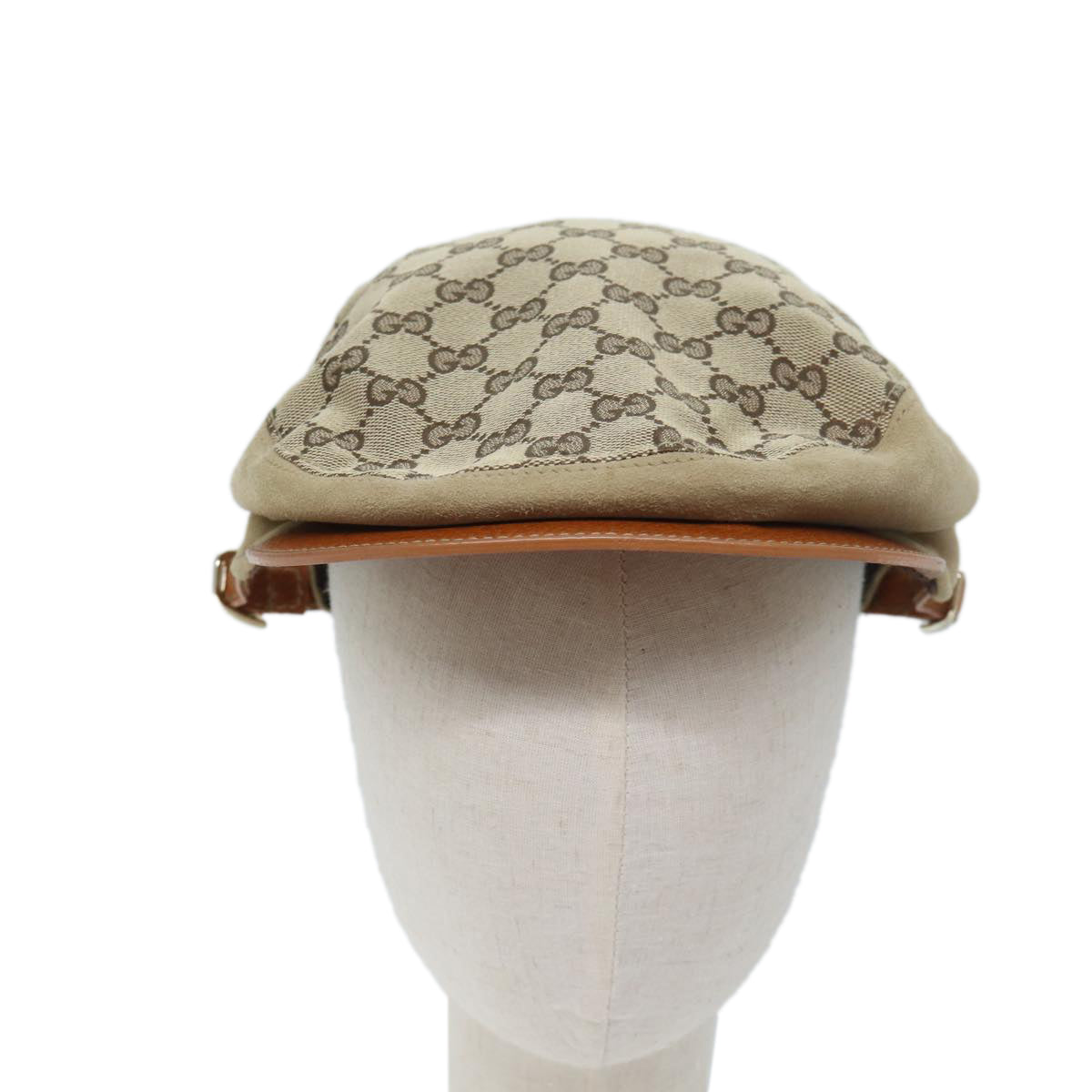 GUCCI GG Canvas Hunting Cap Hat L Beige Auth yk11441