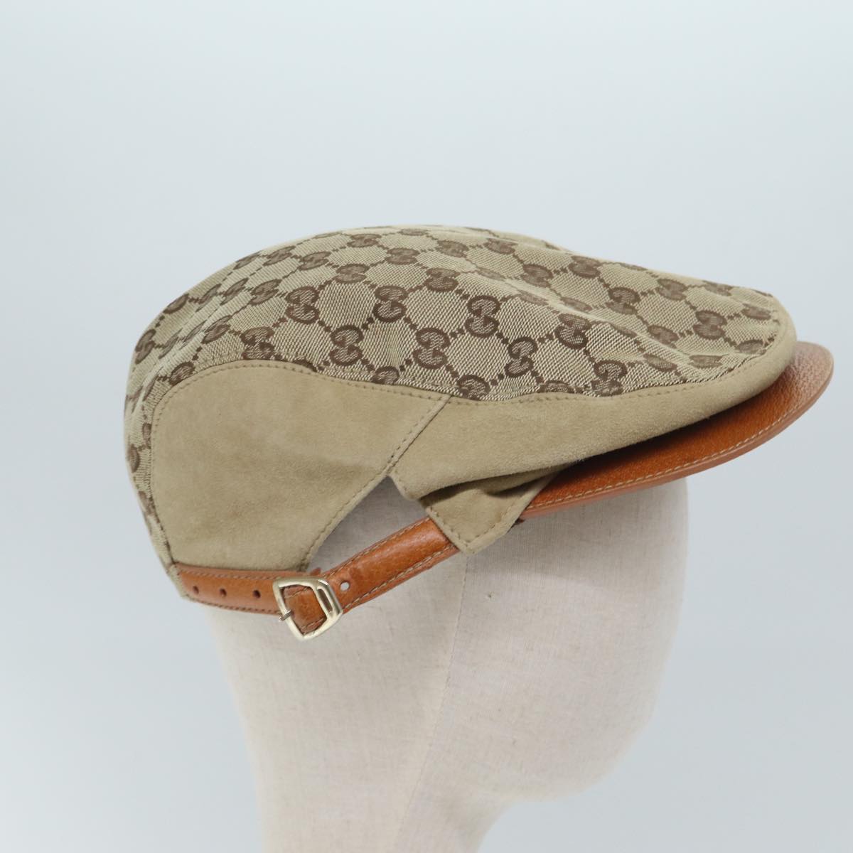 GUCCI GG Canvas Hunting Cap Hat L Beige Auth yk11441