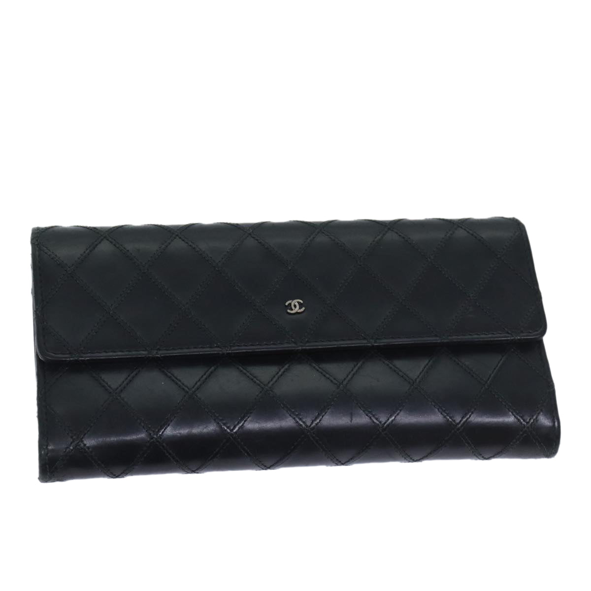 CHANEL Bicolole Wallet Leather Black CC Auth yk11444