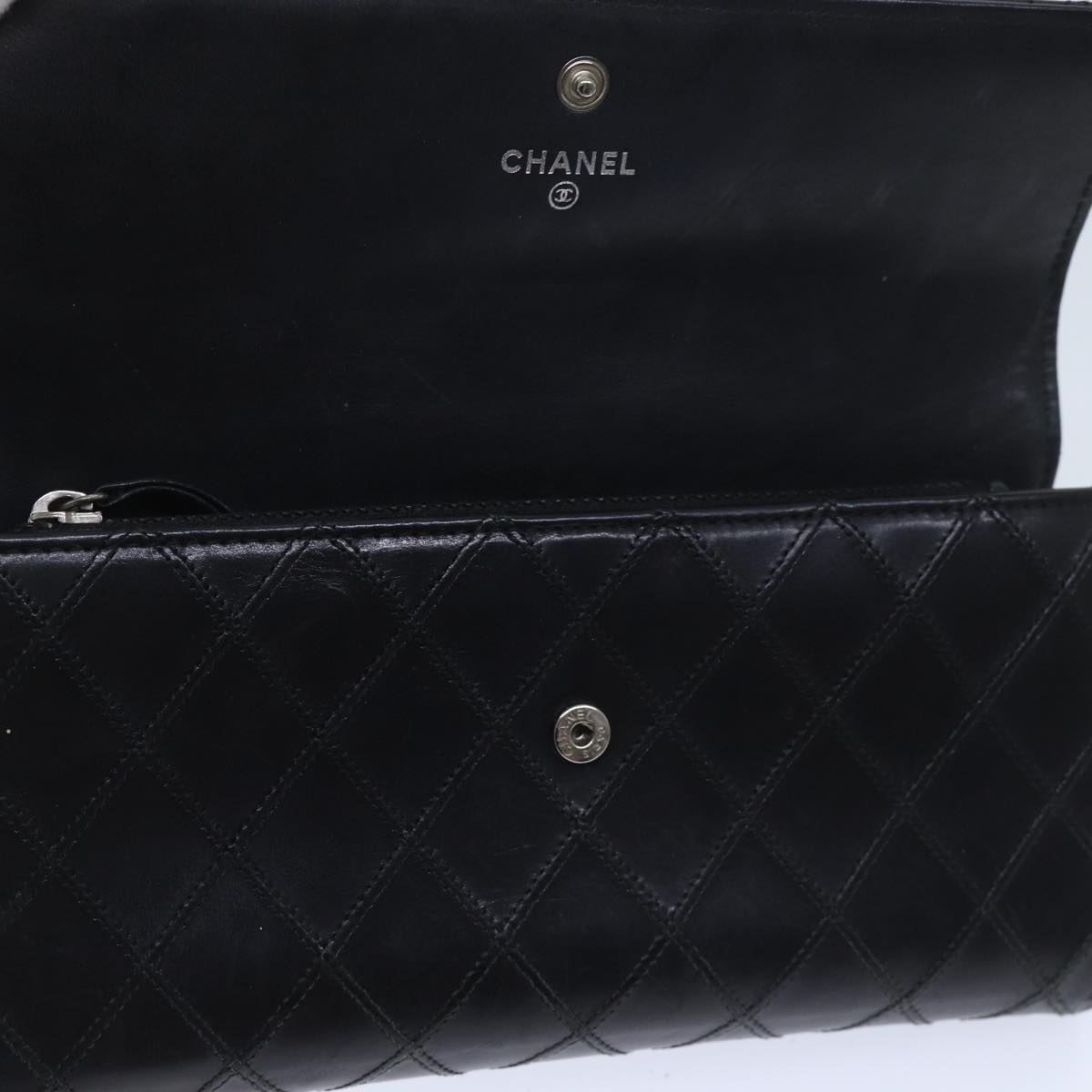 CHANEL Bicolole Wallet Leather Black CC Auth yk11444