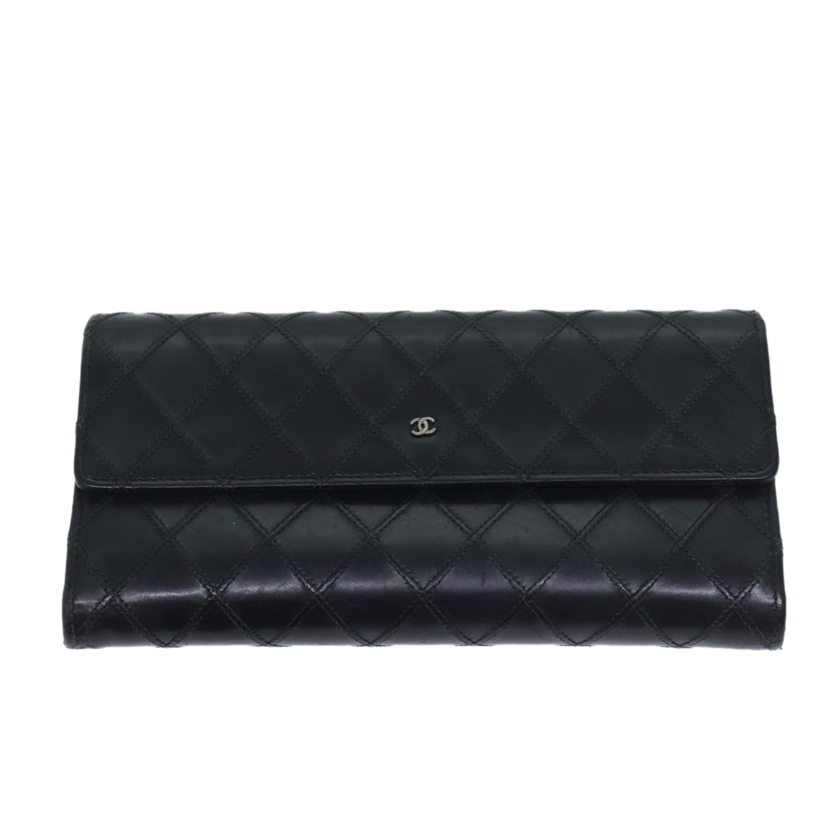 CHANEL Bicolole Wallet Leather Black CC Auth yk11444