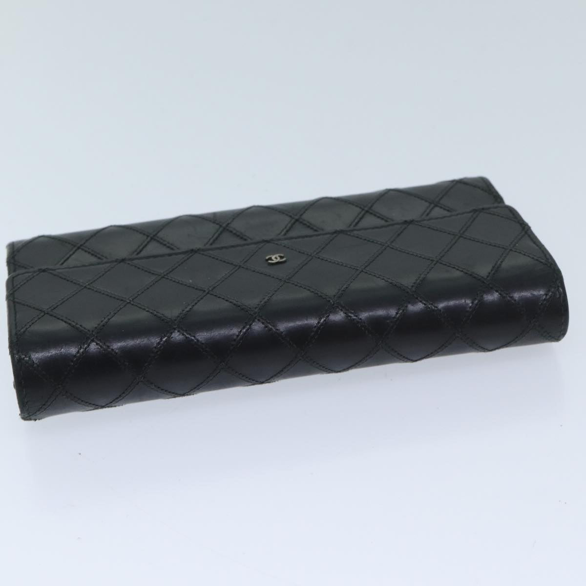 CHANEL Bicolole Wallet Leather Black CC Auth yk11444