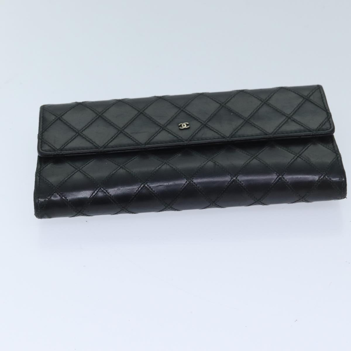 CHANEL Bicolole Wallet Leather Black CC Auth yk11444