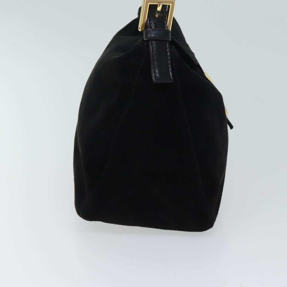FENDI Mamma Baguette Shoulder Bag Suede Black Auth yk11454