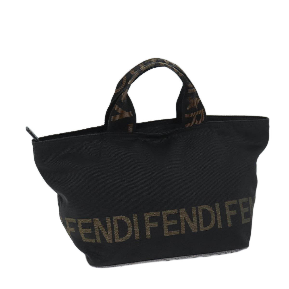 FENDI Hand Bag Canvas Black Auth yk11461