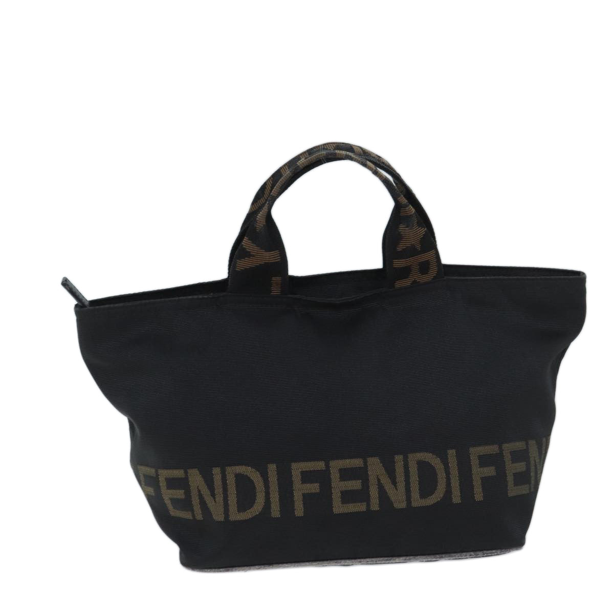 FENDI Hand Bag Canvas Black Auth yk11461