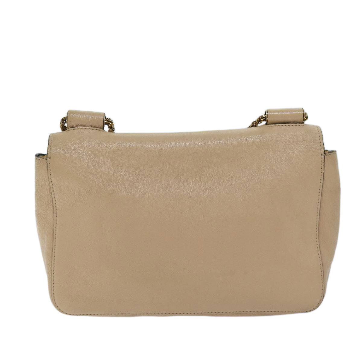 Chloe Chain Elsie Shoulder Bag Leather Beige Auth yk11468 - 0