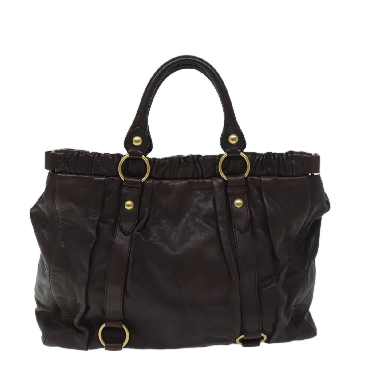 Miu Miu Hand Bag Leather Brown Auth yk11472 - 0
