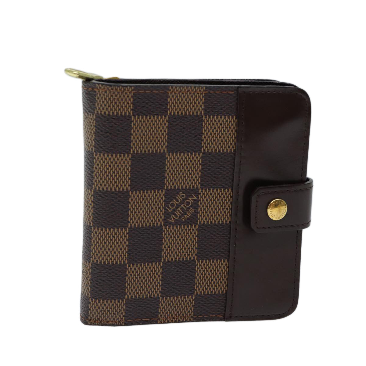 LOUIS VUITTON Damier Ebene Compact Zip Wallet N61668 LV Auth yk11484