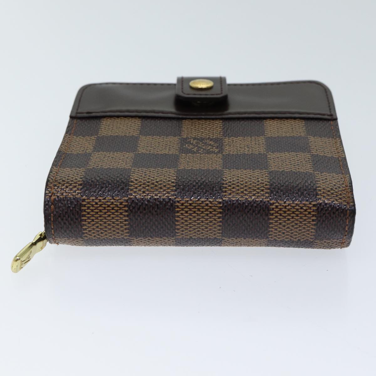 LOUIS VUITTON Damier Ebene Compact Zip Wallet N61668 LV Auth yk11484