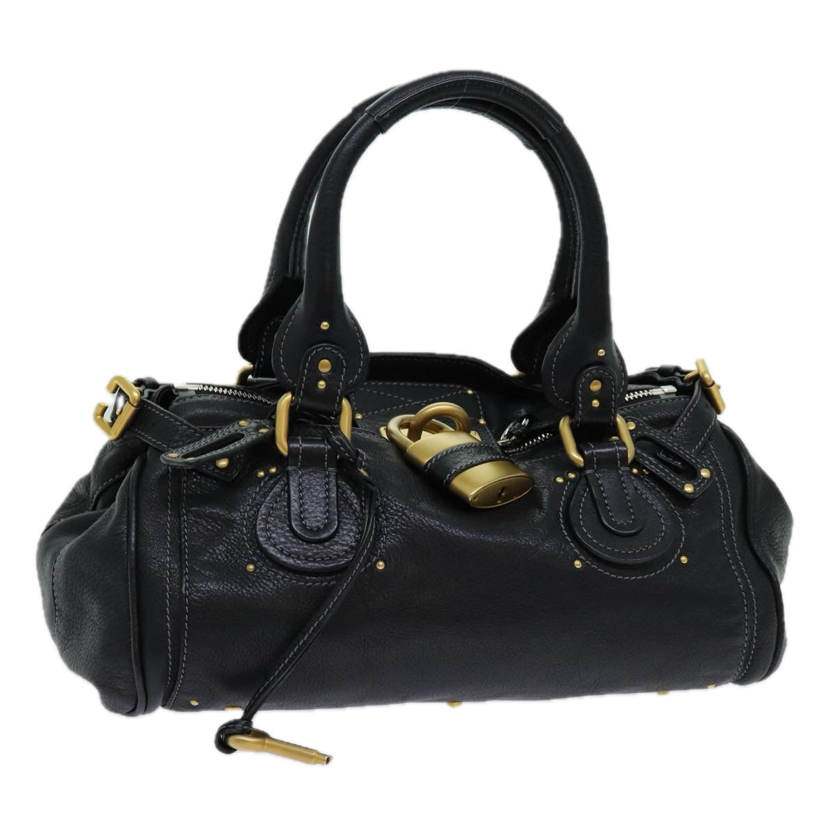Chloe Paddington Hand Bag Leather Black Auth yk11486