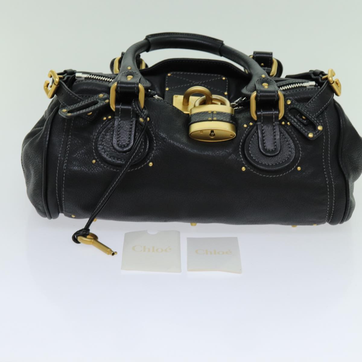 Chloe Paddington Hand Bag Leather Black Auth yk11486