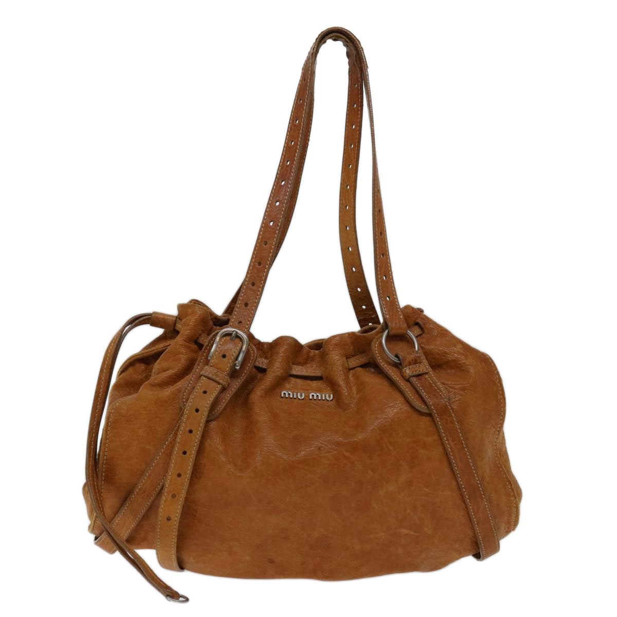 Miu Miu Shoulder Bag Leather Brown Auth yk11502