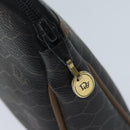 Christian Dior Honeycomb Canvas Clutch Bag PVC Leather Black Auth yk11503-11