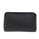 Christian Dior Honeycomb Canvas Clutch Bag PVC Leather Black Auth yk11503-2