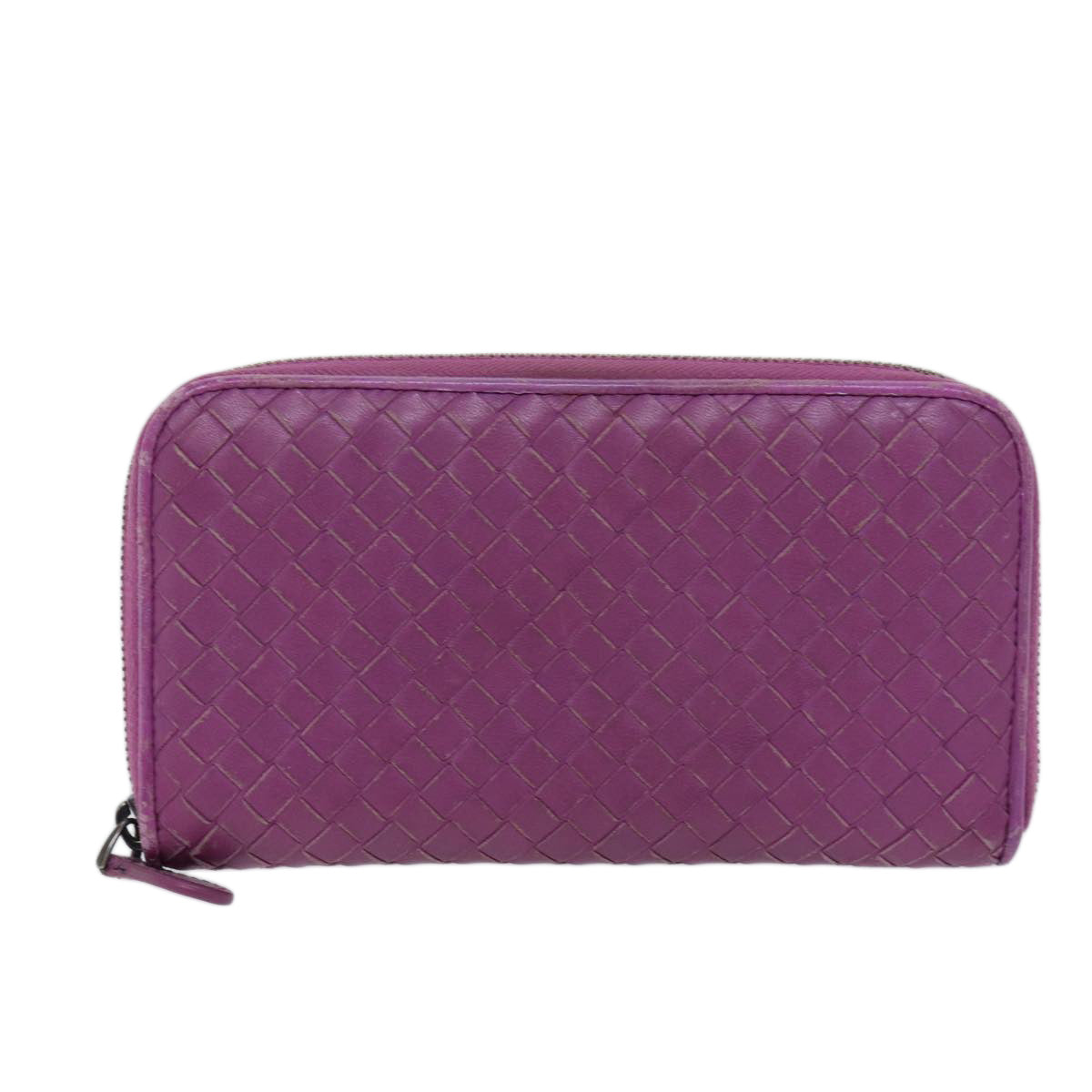 BOTTEGA VENETA INTRECCIATO Long Wallet Leather Pink Auth yk11510