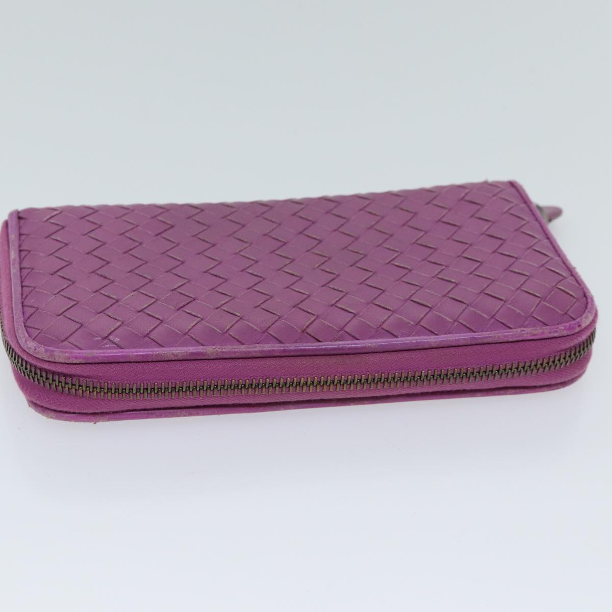 BOTTEGA VENETA INTRECCIATO Long Wallet Leather Pink Auth yk11510