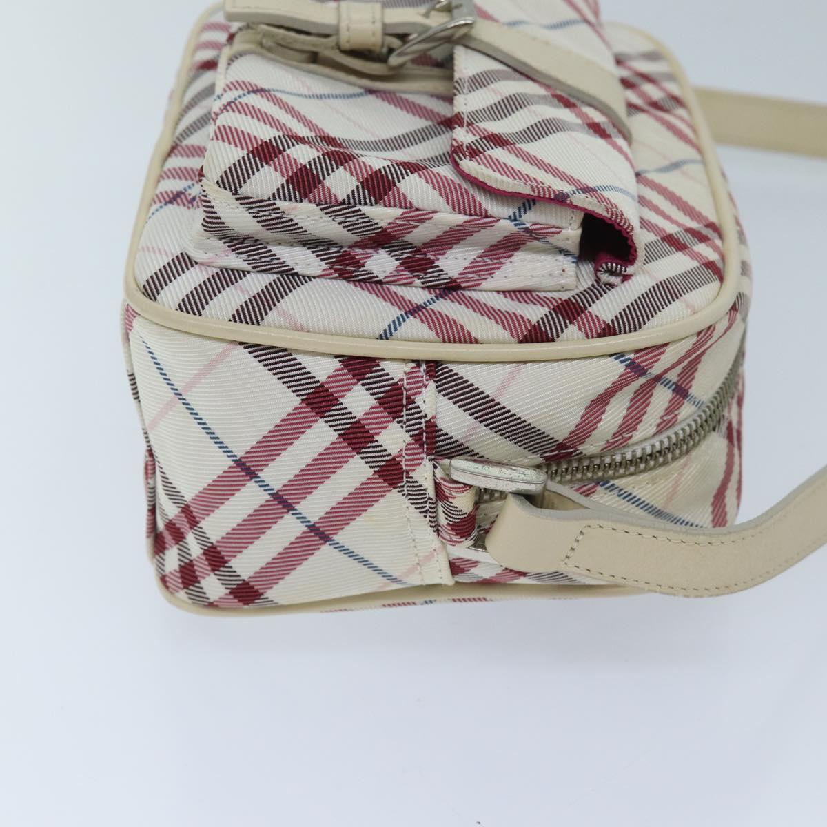 BURBERRY Nova Check Blue Label Shoulder Bag Nylon Red Auth yk11525