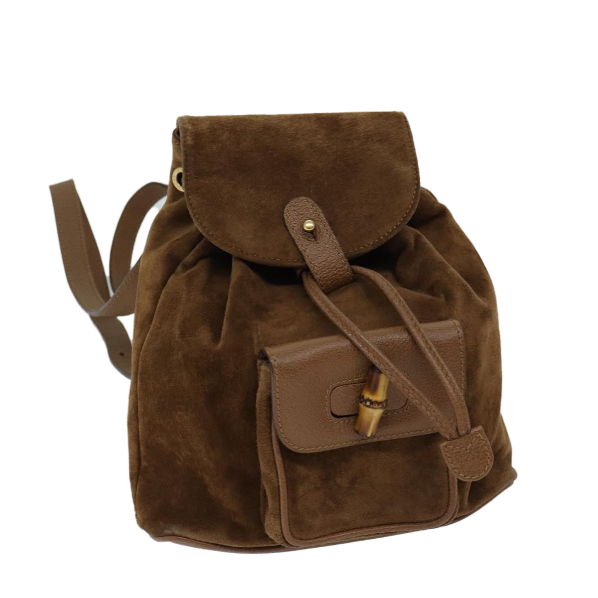 GUCCI Bamboo Backpack Suede Brown 003 2852 0030 0 Auth yk11526