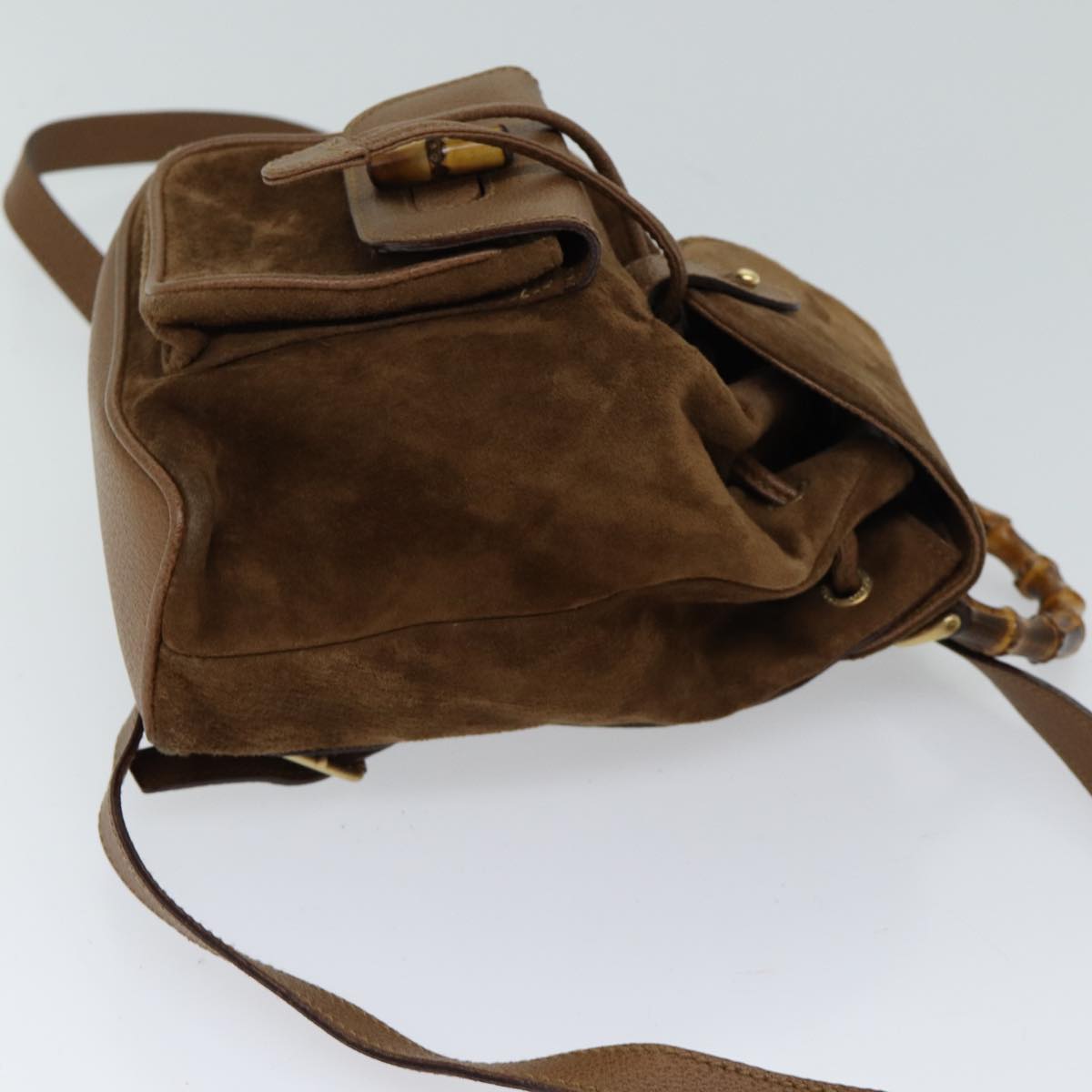 GUCCI Bamboo Backpack Suede Brown 003 2852 0030 0 Auth yk11526
