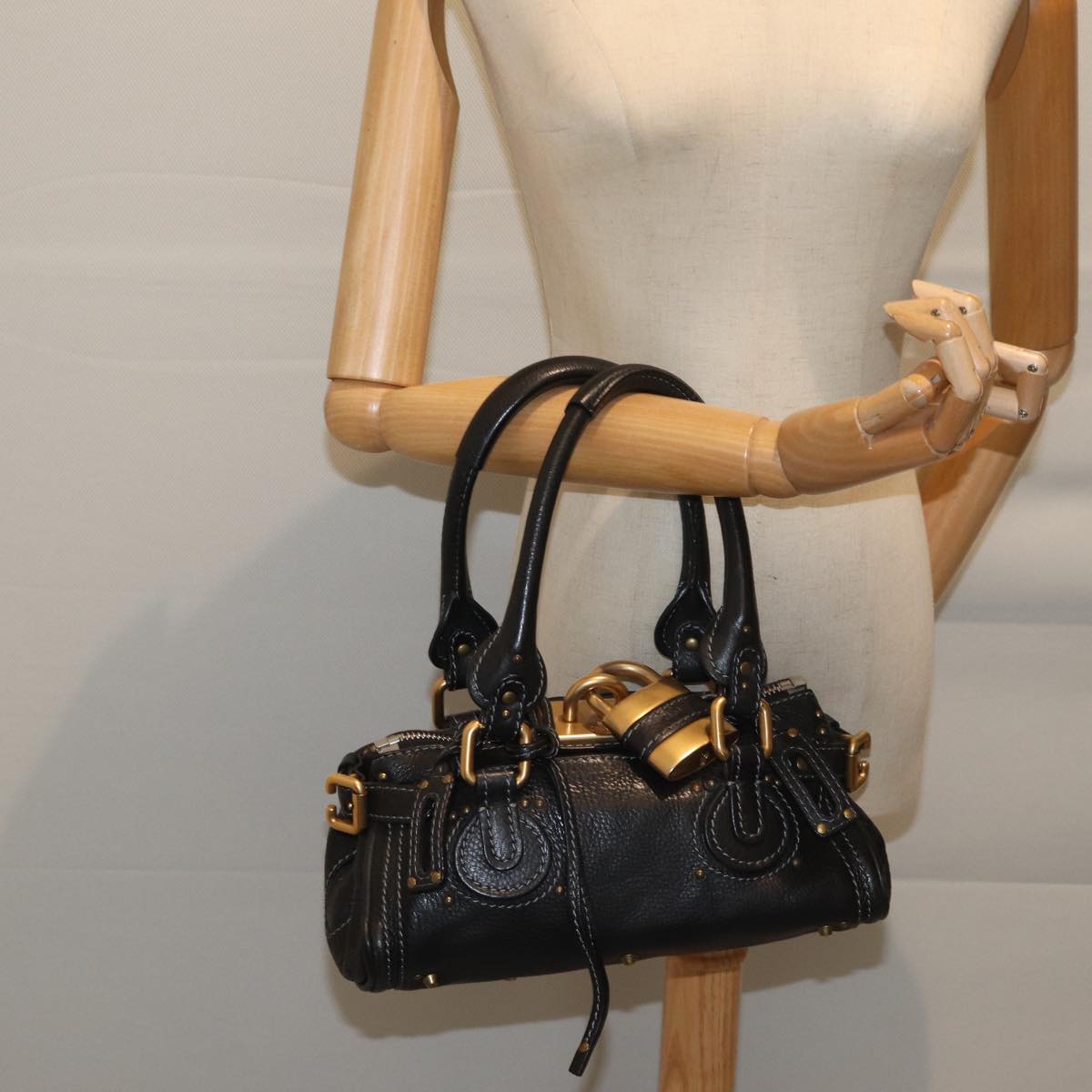 Chloe Mini Paddington Hand Bag Leather Black Auth yk11536