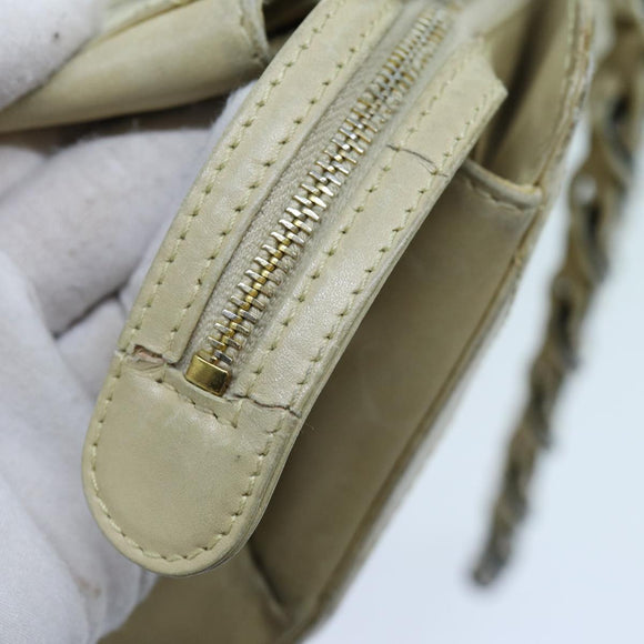 CHANEL Matelasse Chain Tote Bag Leather Beige CC Auth yk11588
