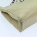 CHANEL Matelasse Chain Tote Bag Leather Beige CC Auth yk11588-17