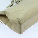 CHANEL Matelasse Chain Tote Bag Leather Beige CC Auth yk11588-19