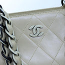 CHANEL Matelasse Chain Tote Bag Leather Beige CC Auth yk11588-21