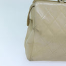 CHANEL Matelasse Chain Tote Bag Leather Beige CC Auth yk11588-3